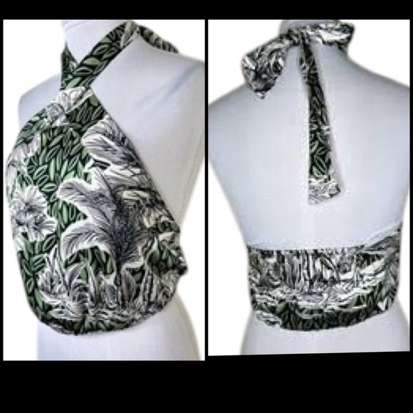 Rachel Zoe Floral Halter Tropical Floral Open Back Resort Vacation Top Size S - Picture 1 of 10